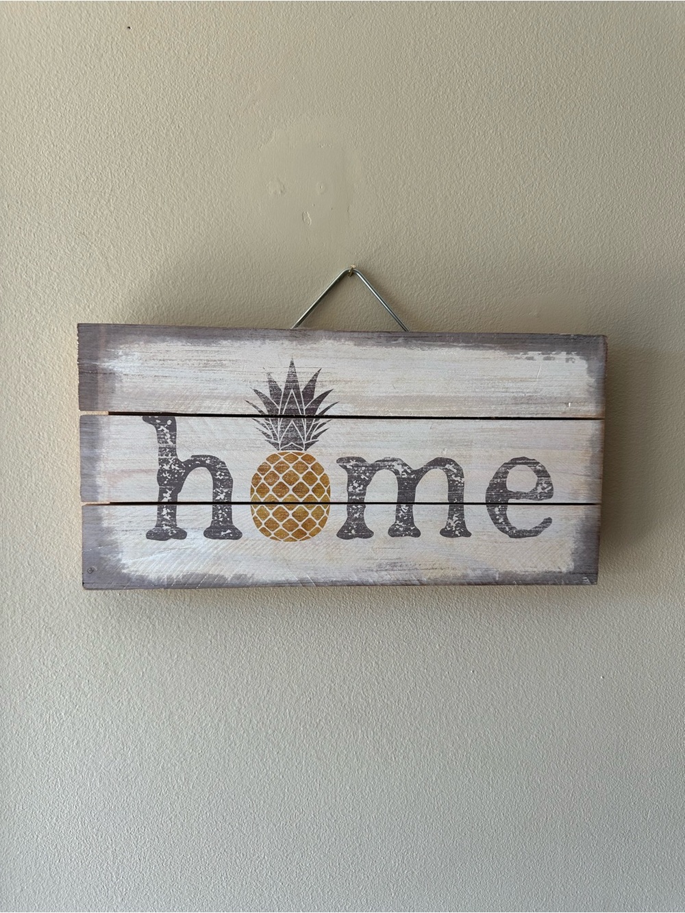 Home Pineapple Wall Sign - White, Gray, Yellow